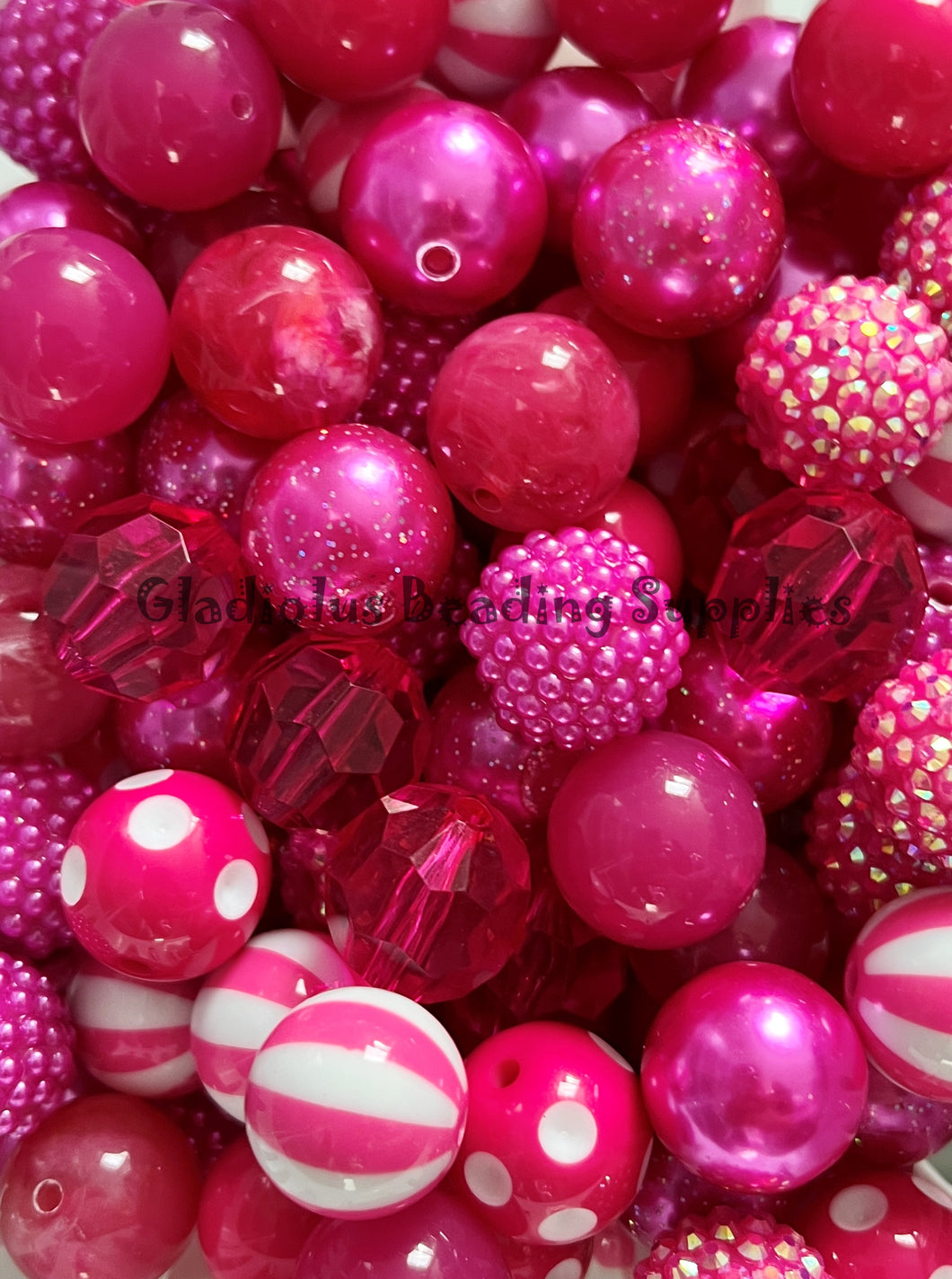 50 Qty 20mm Raspberry/Pink Theme Mixed Beads - Acrylic Mixed Beads - Chunky Beads #130