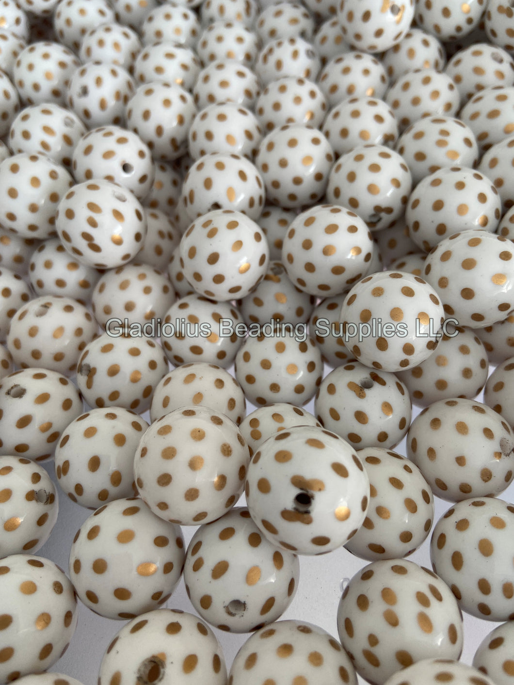 20mm White Dot- Acrylic Solid Beads - Bubblegum Beads - Chunky Beads