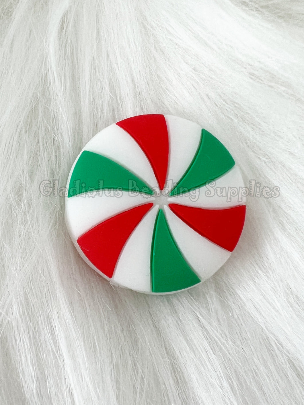 1 Pc 28mm*28mm - Peppermint Candy - Christmas Beads - Silicone Beads - Focal Beads