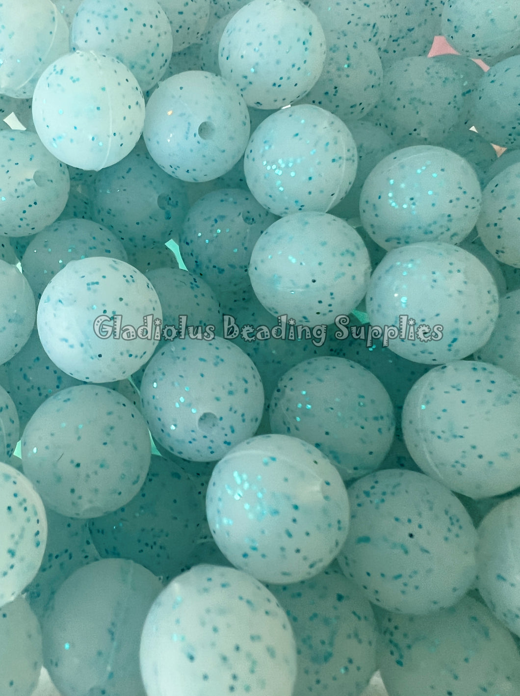 15mm Blue Glitter Silicone Round Beads For Jewelry Making And Crafting Supplies