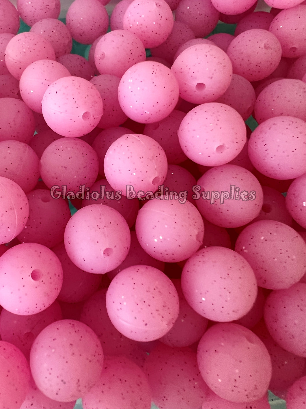 15mm Pink Glitter Silicone Round Beads For Jewelry Making And Crafting Supplies