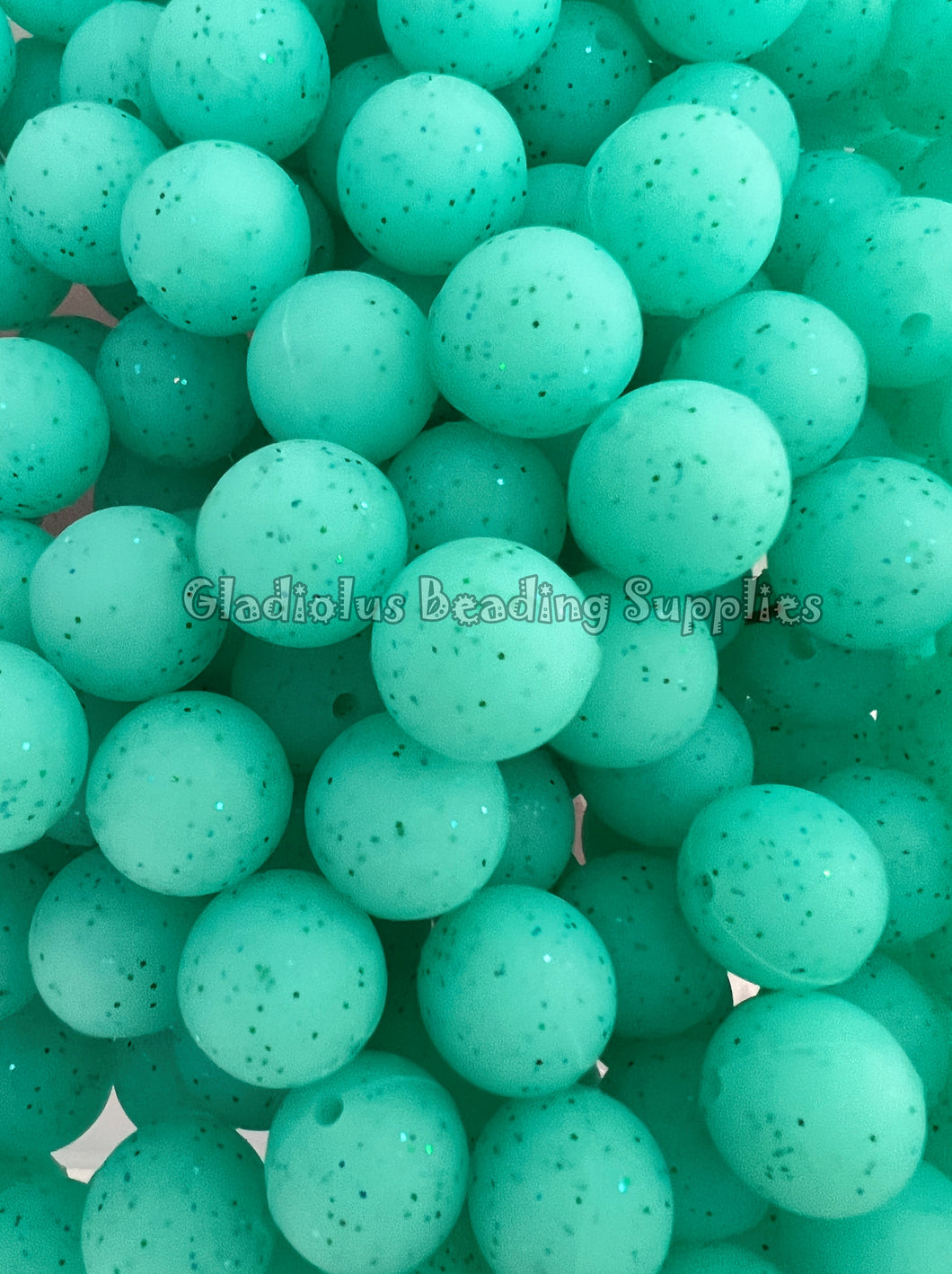 15mm Green Glitter Silicone Round Beads For Jewelry Making And Crafting Supplies