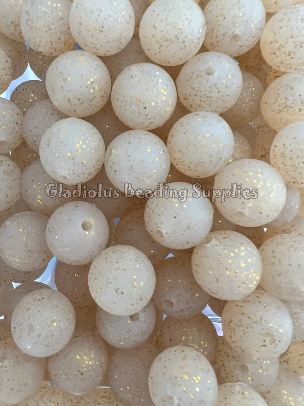 15mm Yellow/Gold Glitter Silicone Round Beads For Jewelry Making And Crafting Supplies