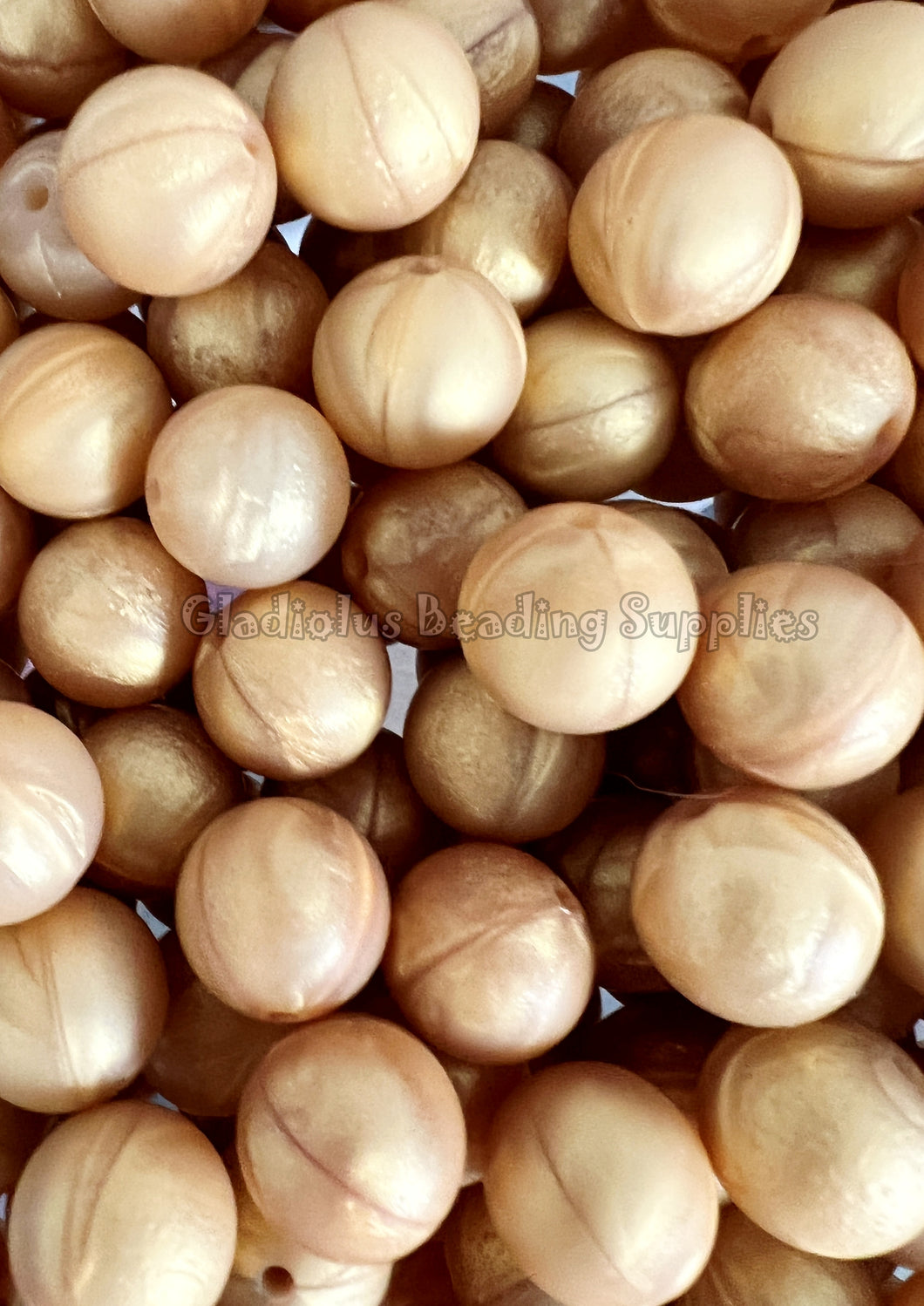 15mm Gold Metallic Solid Color Beads, 15mm Round Silicone Bead, Teething Beads, BPA Free, Loose Beads.