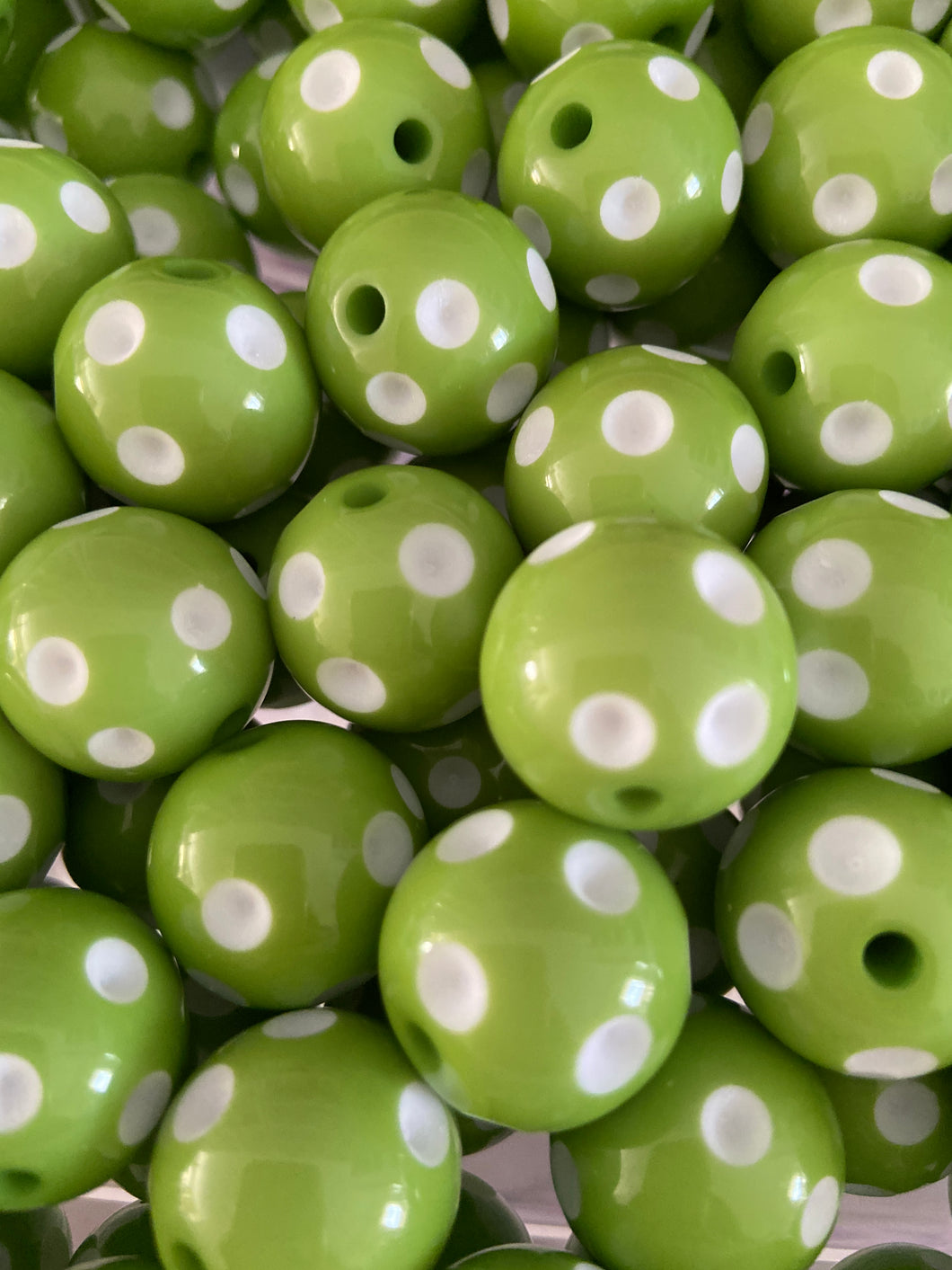 20mm Green Polka Acrylic Beads - Chucky Bubblegum Beads - Acrylic Gumball Beads