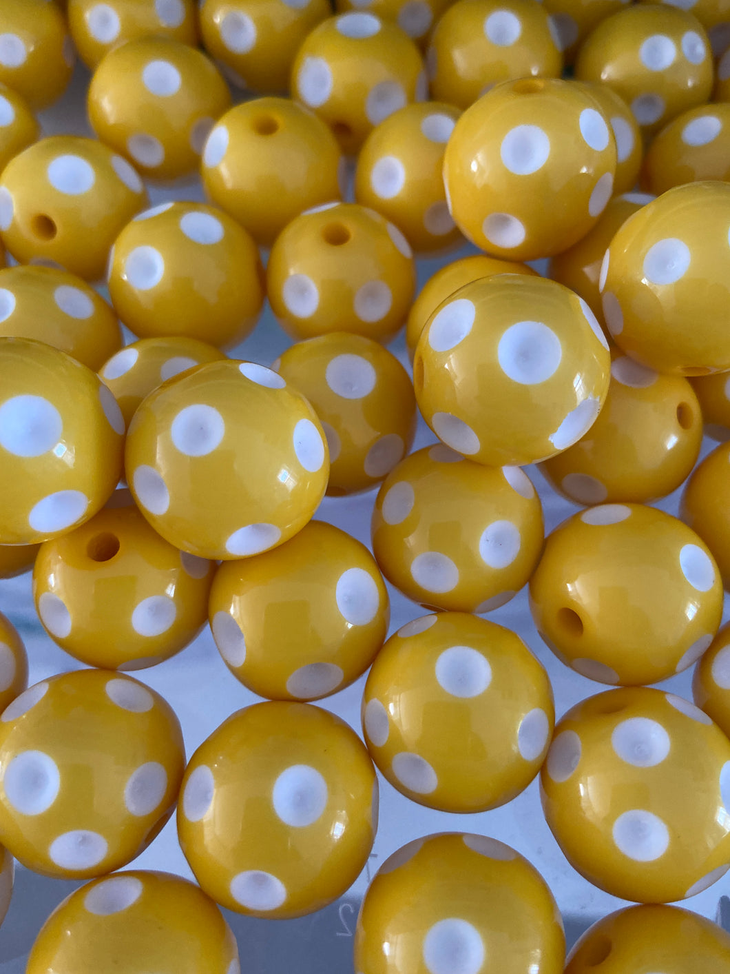 20mm Yellow Polka Acrylic Beads - Chucky Bubblegum Beads - Acrylic Gumball Beads