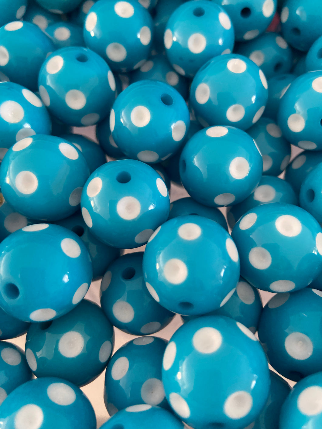 20mm Blue Polka Acrylic Beads - Chucky Bubblegum Beads - Acrylic Gumball Beads