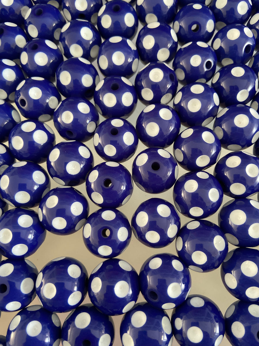 20mm Dark Blue Polka Acrylic Beads - Chucky Bubblegum Beads - Acrylic ...