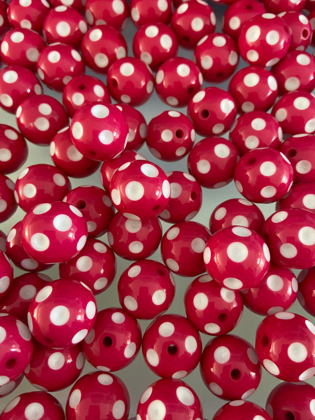 20mm Red Polka Acrylic Beads - Chucky Bubblegum Beads - Acrylic Gumball Beads