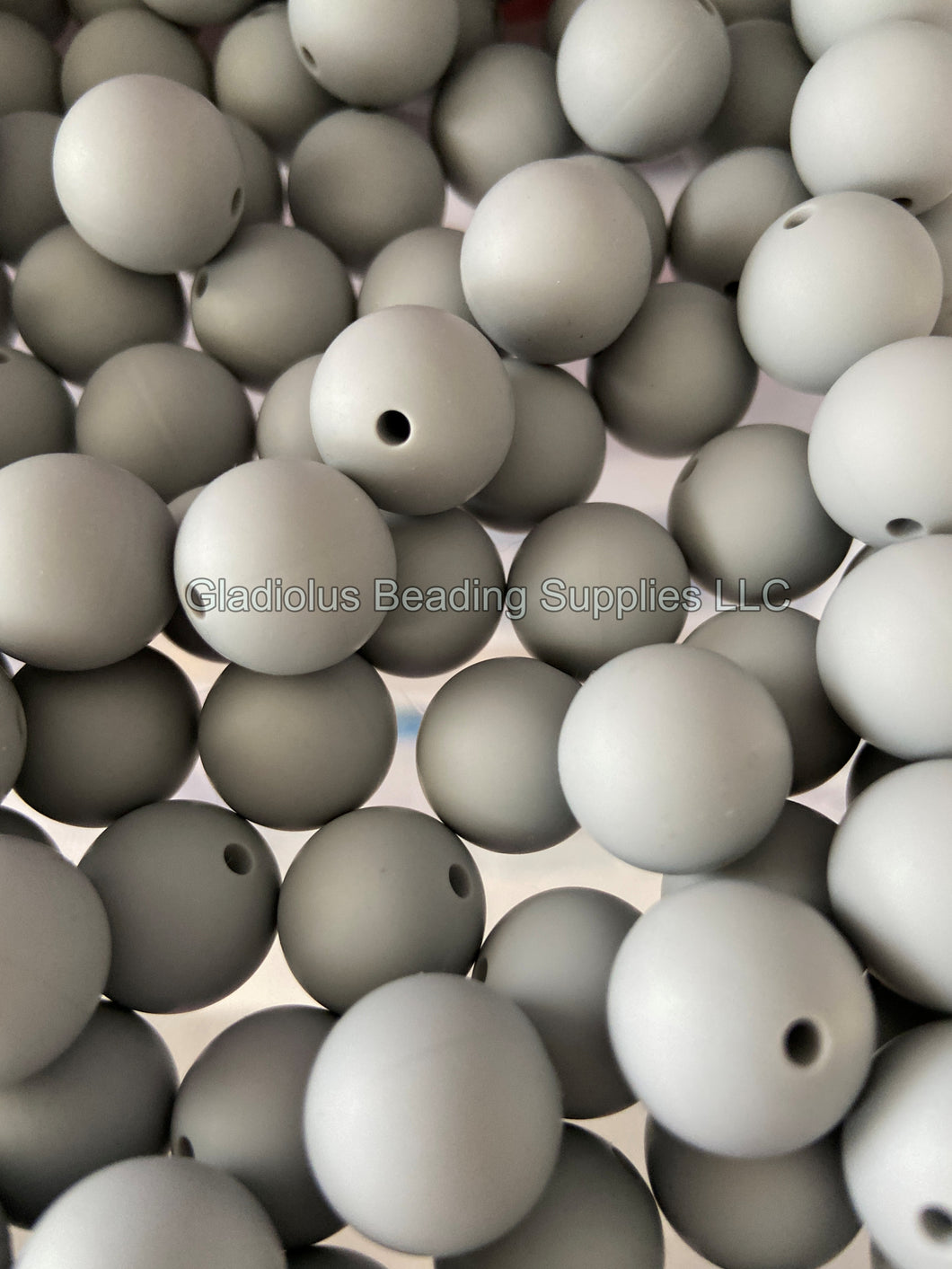 Light Grey Solid Color Beads, 12mm/15mm Round Silicone Bead, Teething Beads, BPA Free, Loose Beads.