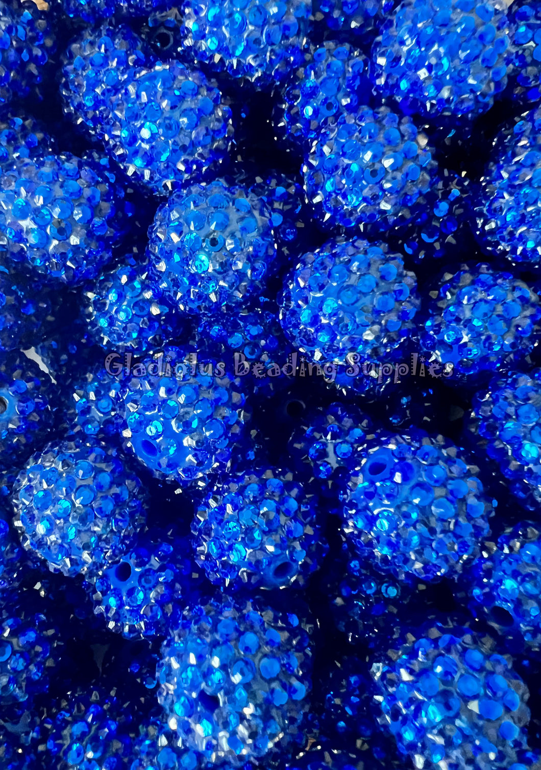 20mm Navy Blue Rhinestone Beads - Acrylic Beads - Bubblegum Beads - Chunky Beads