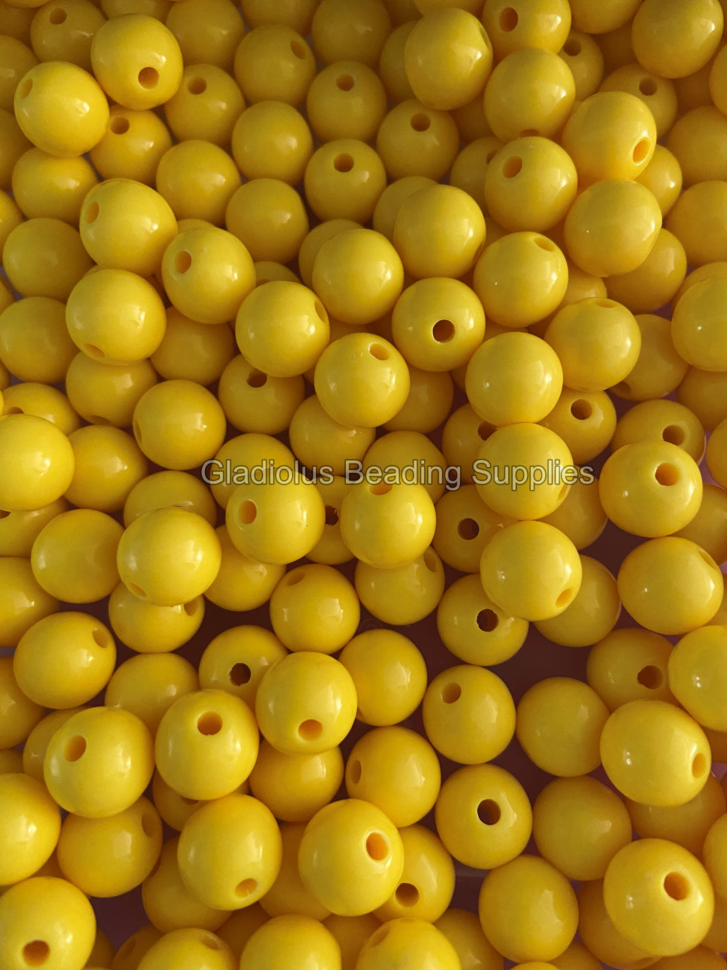 12mm Yellow Solid Acrylic Beads - Acrylic Solid Beads - Bubblegum Beads - Chunky Beads