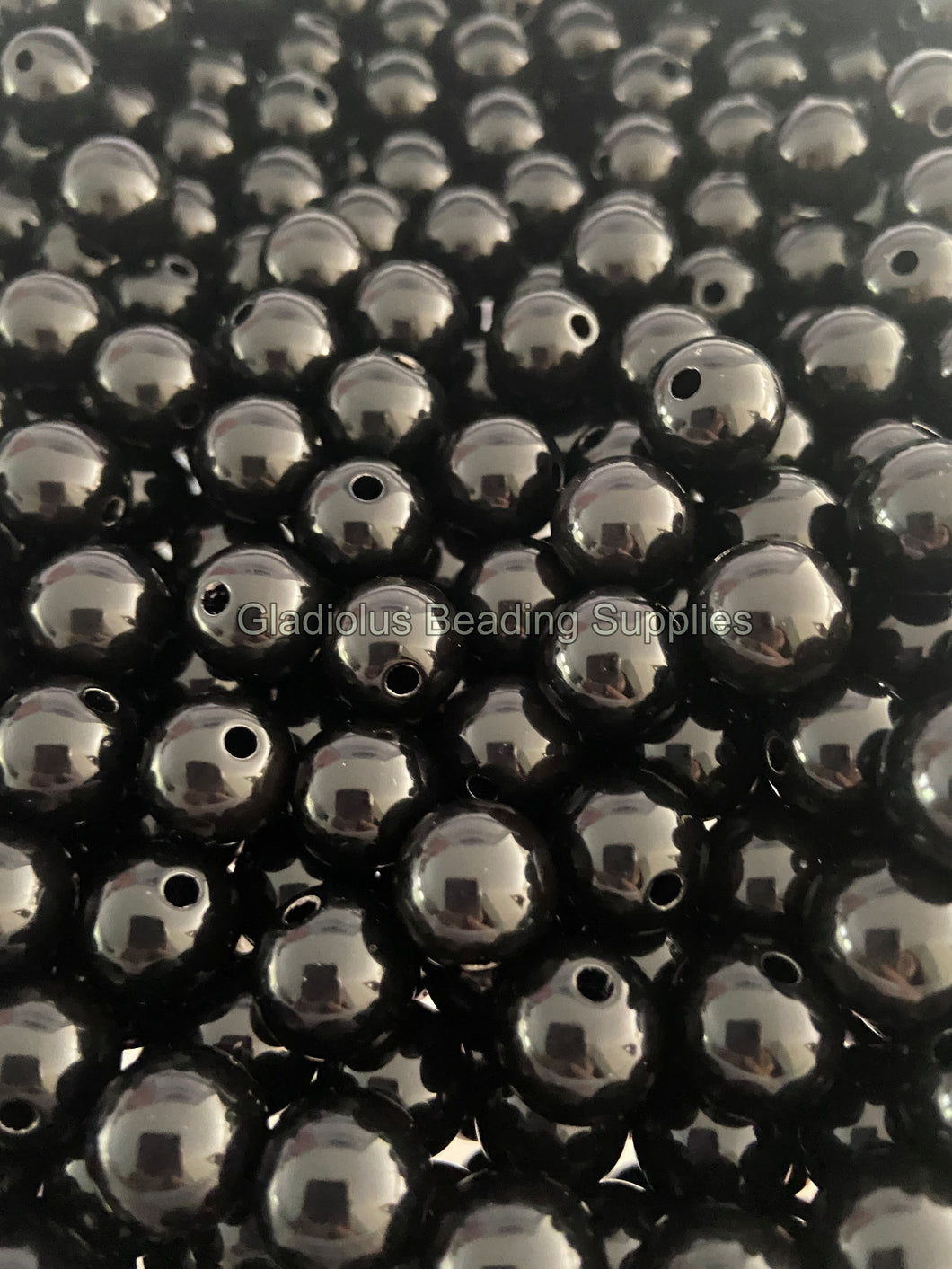 12mm Black Solid Acrylic Beads - Acrylic Solid Beads - Bubblegum Beads - Chunky Beads