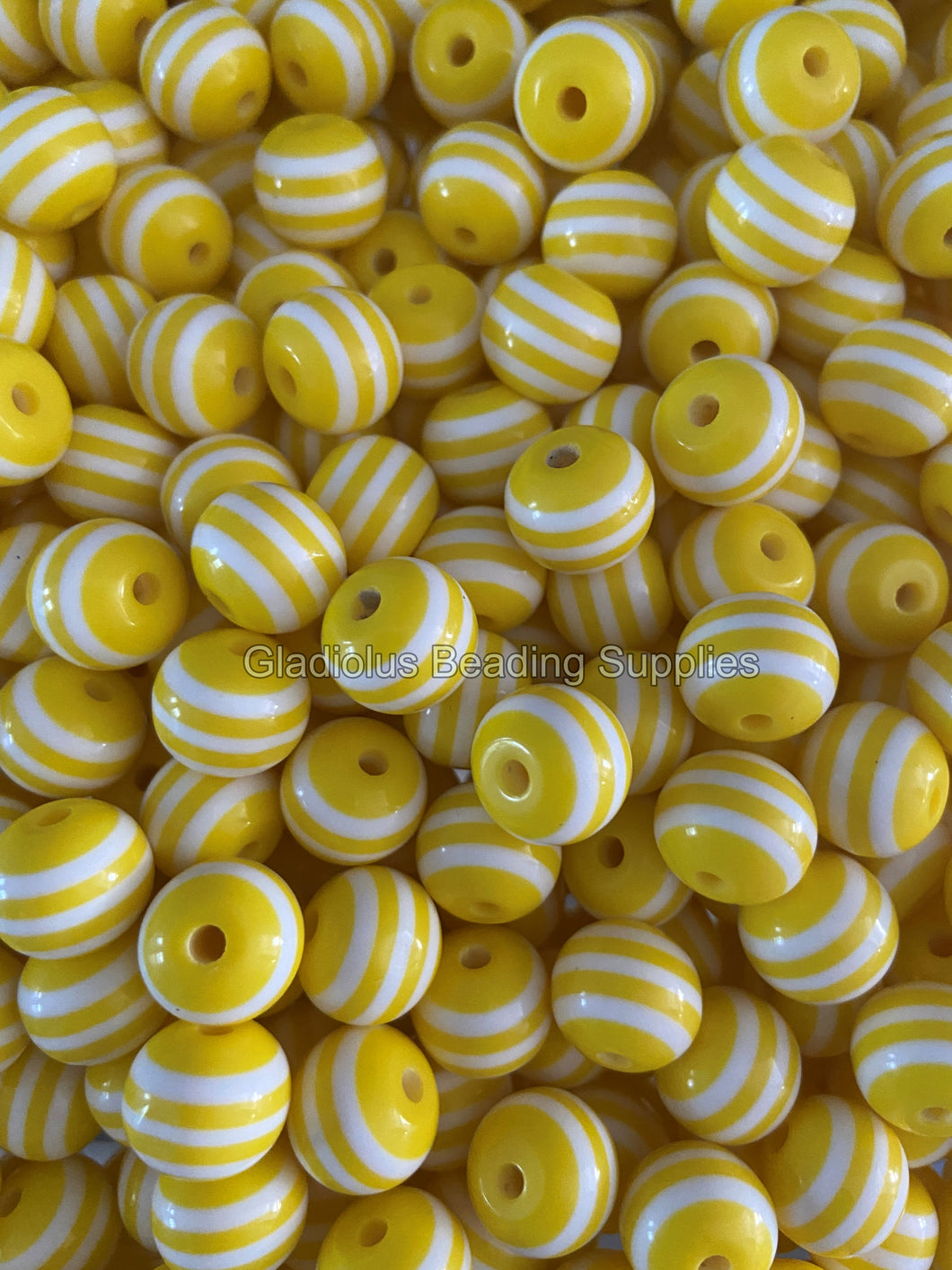 12mm Yellow Strip Acrylic Beads - Acrylic Strip Beads - Bubblegum Beads - Chunky Beads