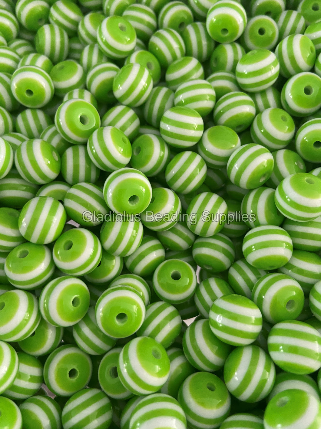 12mm Green Strip Acrylic Beads - Acrylic Strip Beads - Bubblegum Beads - Chunky Beads