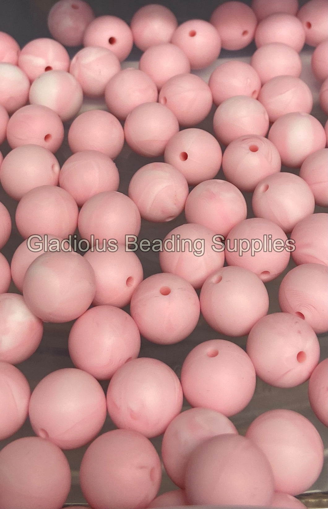 Pink Marble 15mm  Silicone Bead, Teething Beads, BPA Free, Loose Beads