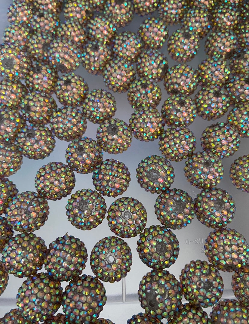 20mm Platium Rhinestone Beads - Acrylic  Beads - Bubblegum Beads - Chunky Beads