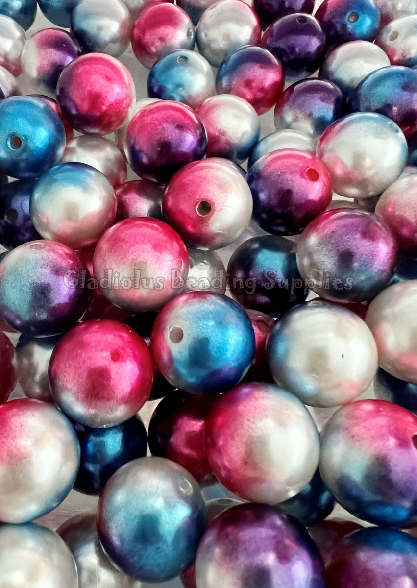 20mm Marble USA Print - Acrylic Print Beads - Bubblegum Beads - Chunky ...