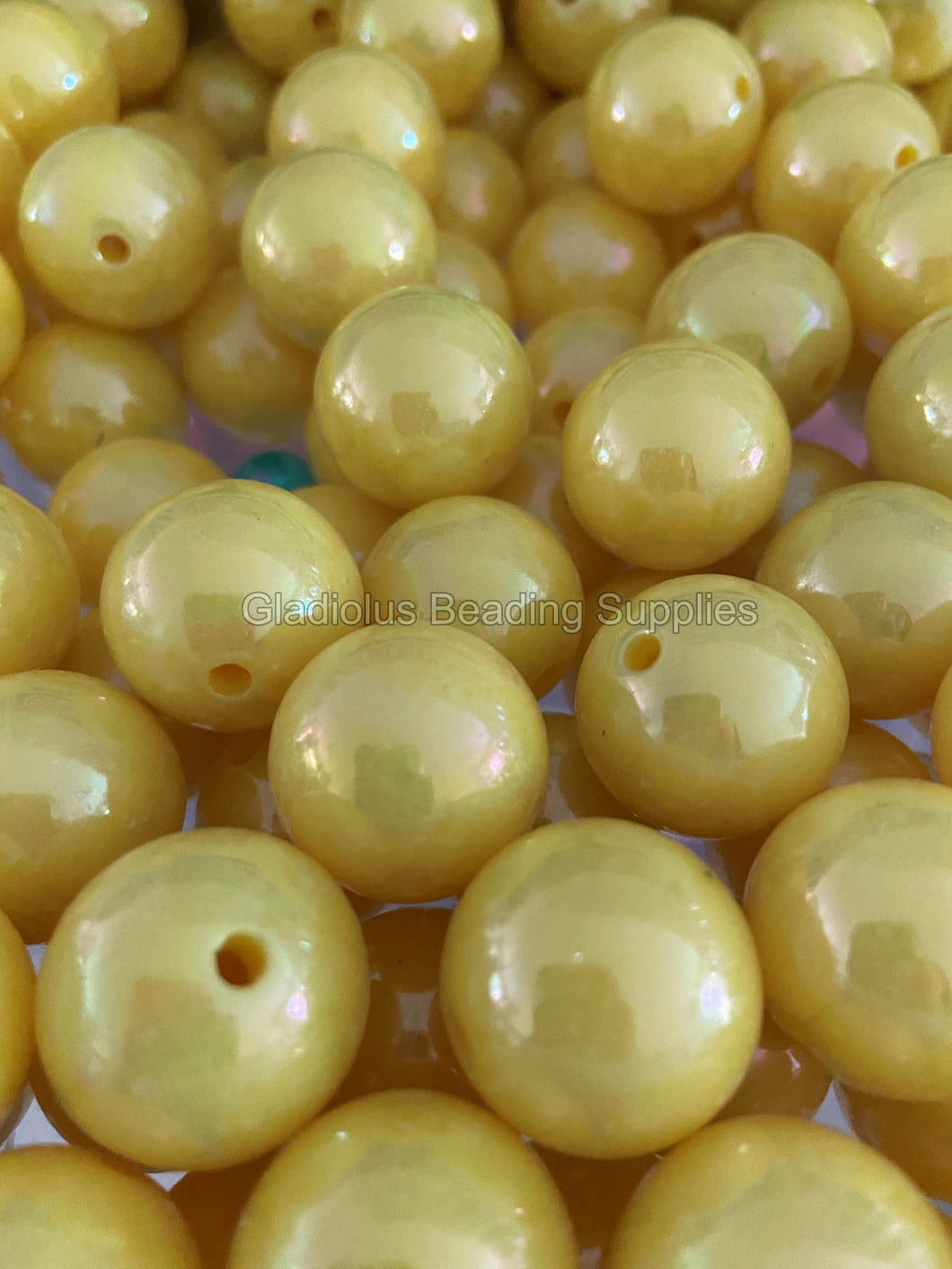 20mm Yellow AB Beads - Acrylic AB Solid Beads - Bubblegum Beads - Chunky Beads