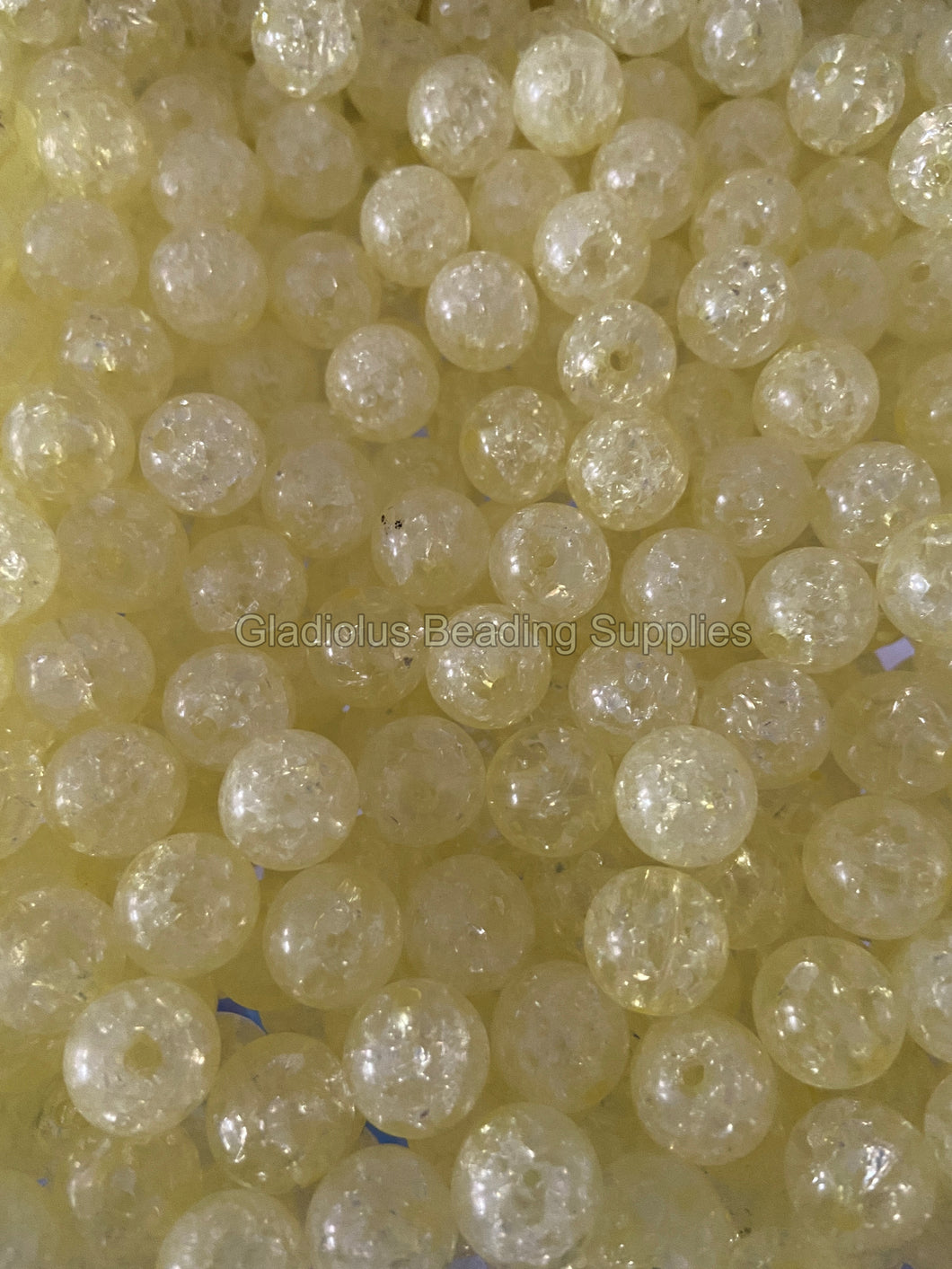 12mm Yellow Cracked Acrylic Beads - Acrylic Beads - Bubblegum Beads - Chunky Beads