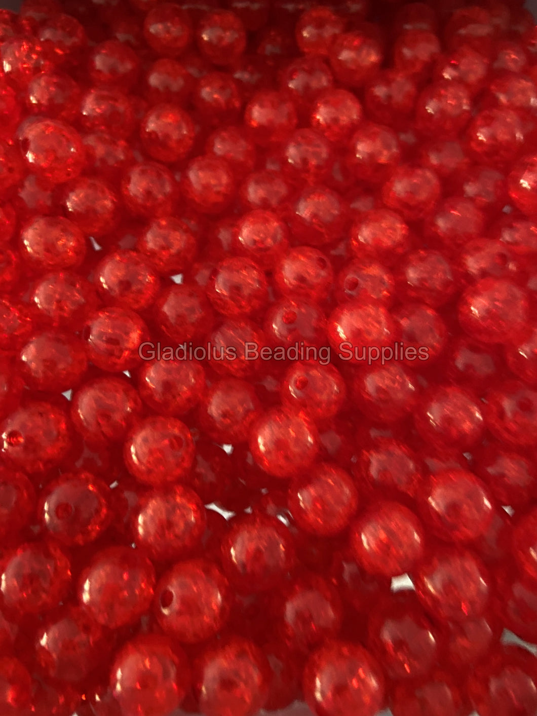 12mm Red Cracked Acrylic Beads - Acrylic Beads - Bubblegum Beads - Chunky Beads