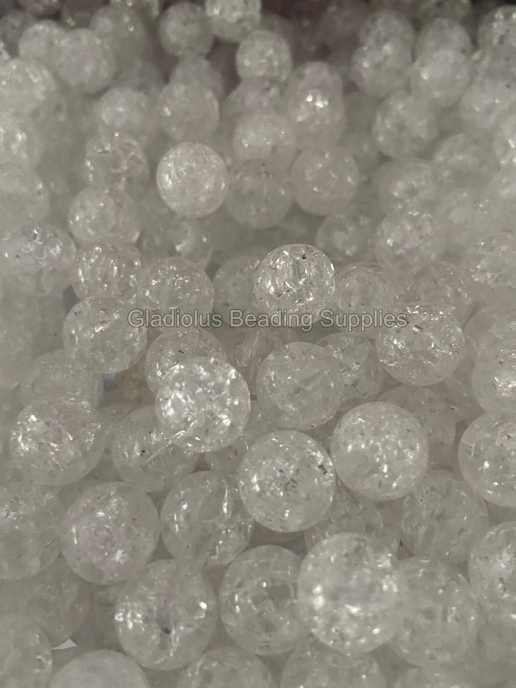 12mm White Cracked Acrylic Beads - Acrylic Beads - Bubblegum Beads - Chunky Beads