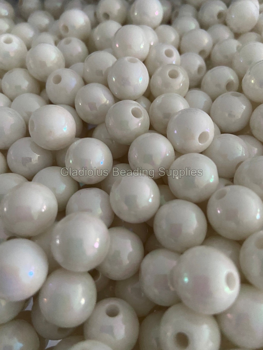 12mm White Ab Acrylic Beads - Acrylic Beads - Bubblegum Beads - Chunky Beads