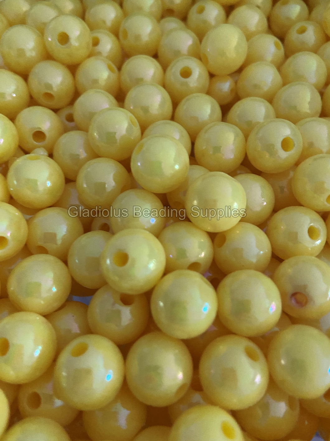 12mm Yellow Ab Acrylic Beads - Acrylic Beads - Bubblegum Beads - Chunky Beads