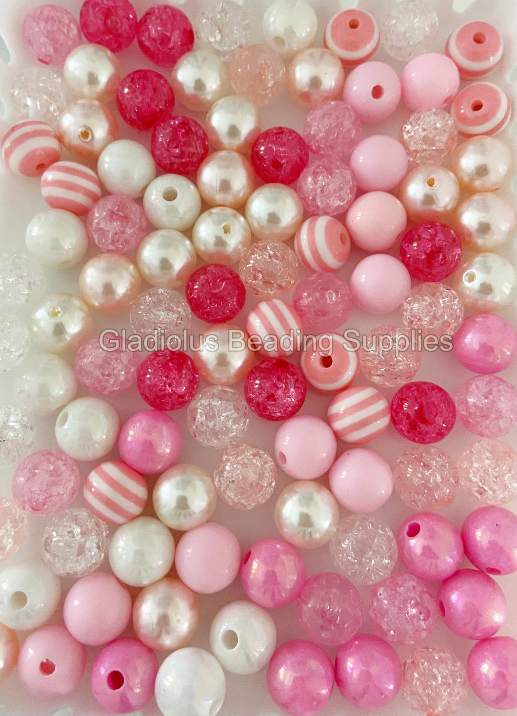 100qty 12mm Pink Mixed Beads - Acrylic Solid Beads - Bubblegum Beads - Chunky Beads