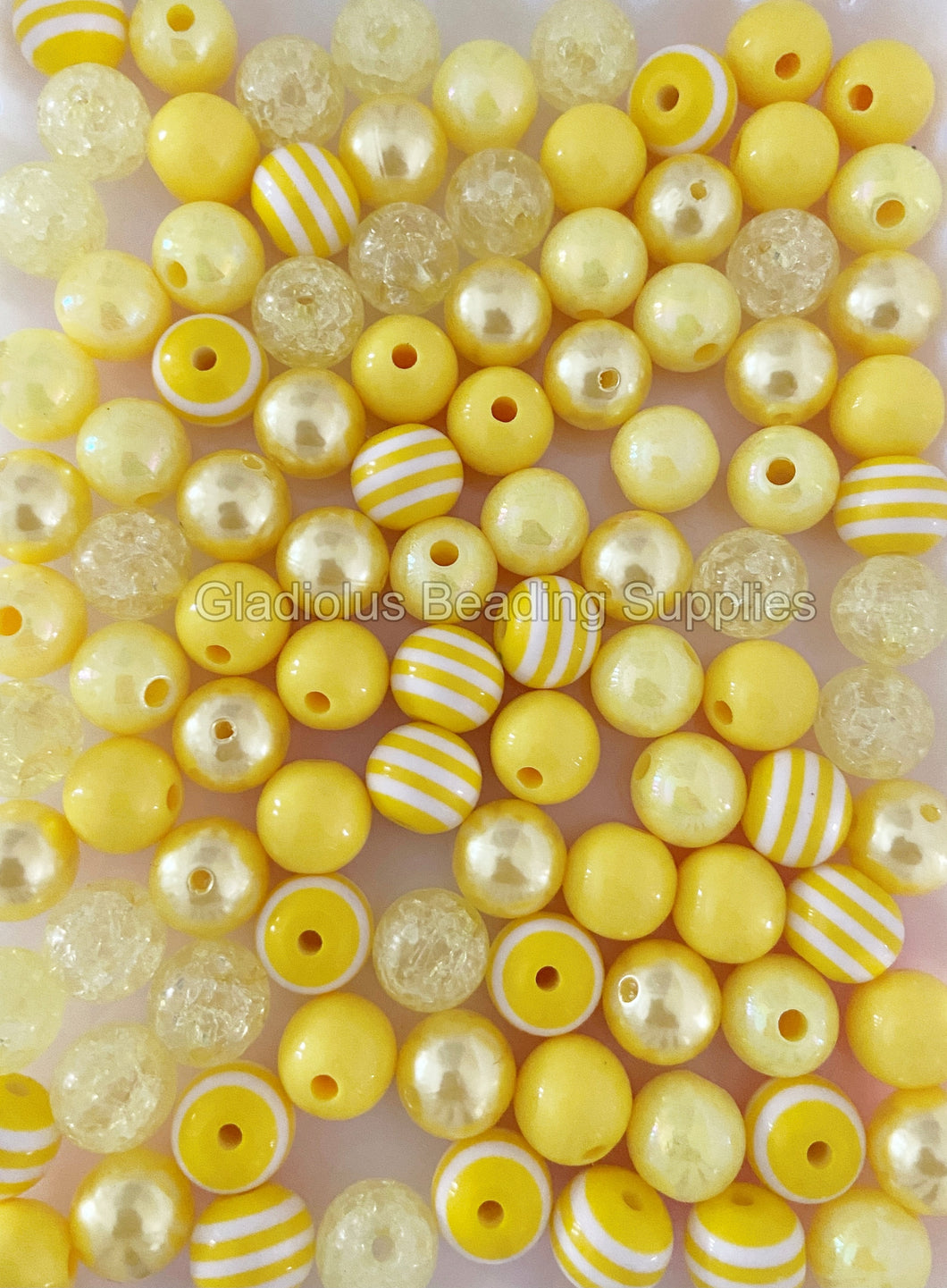 100qty 12mm Yellow Mixed Beads - Acrylic Solid Beads - Bubblegum Beads - Chunky Beads