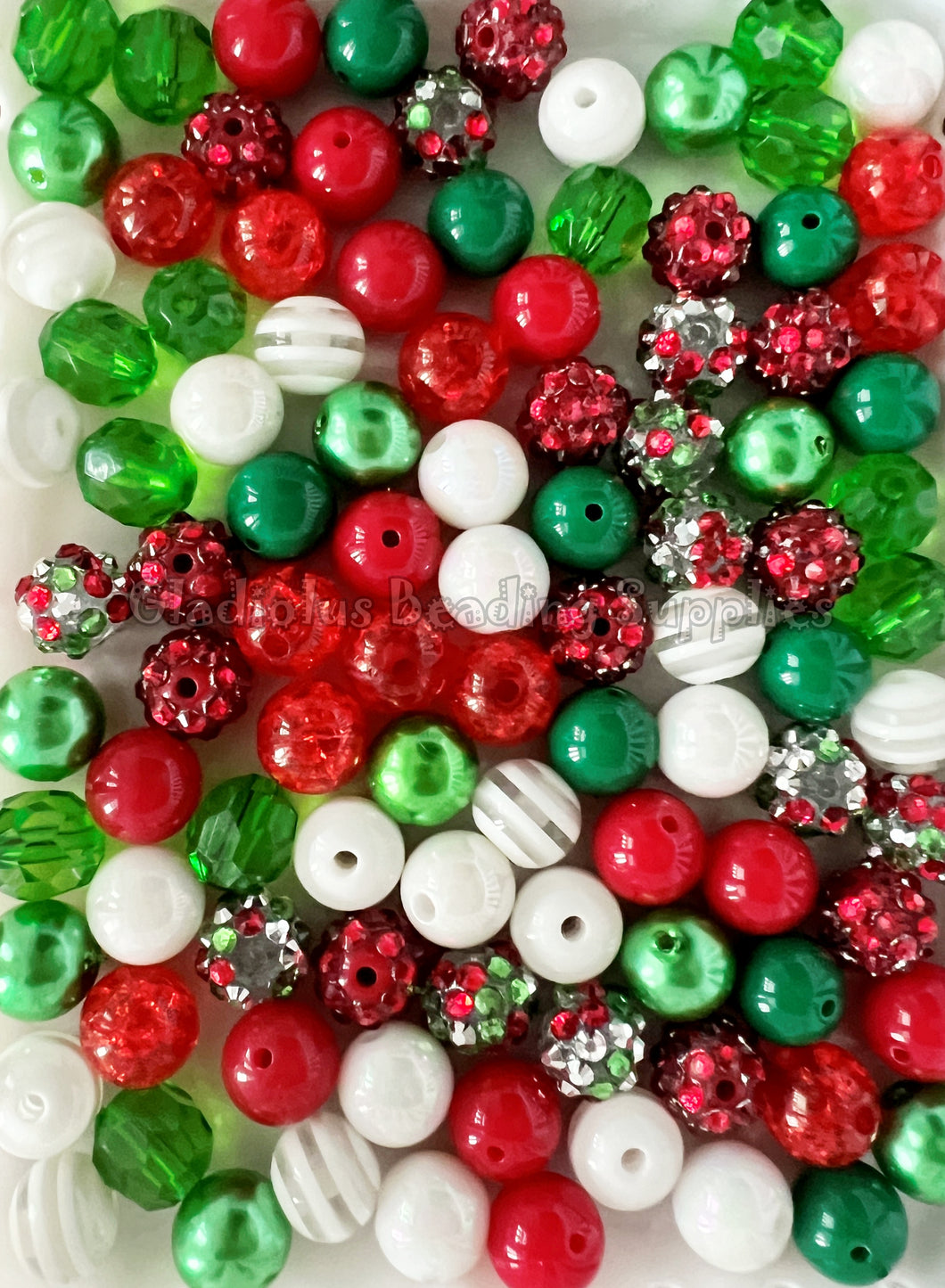 100qty 12mm Christmas #6 Mixed Beads - Acrylic Mixed Beads - Bubblegum Beads - Chunky Beads #1240