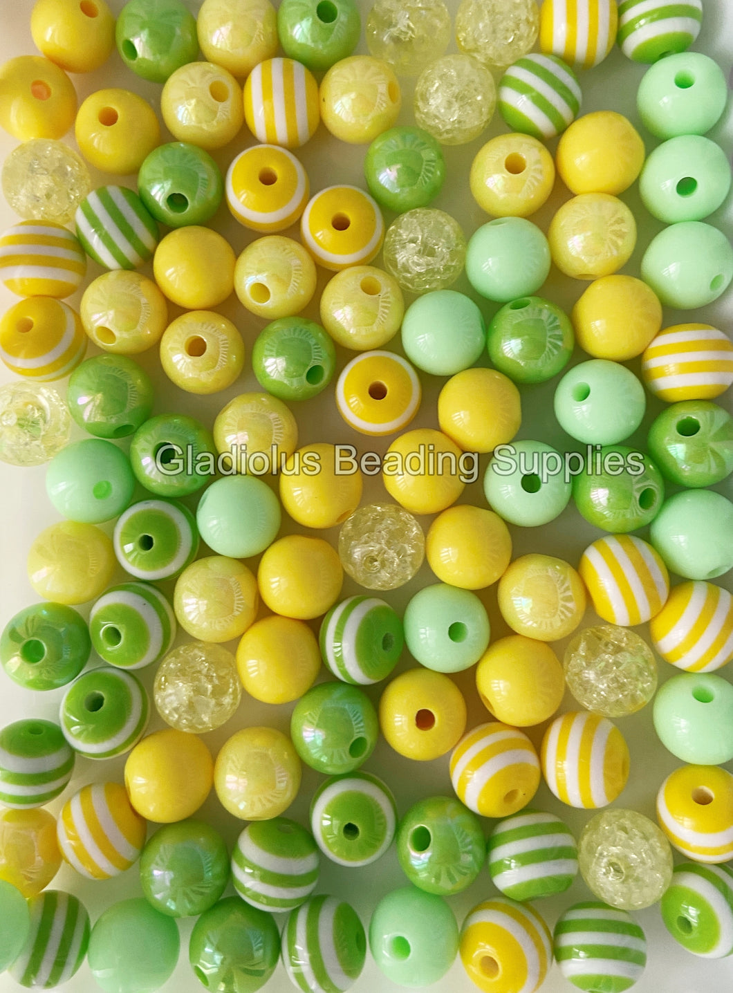 100qty 12mm Lemon Mixed Beads - Acrylic Solid Beads - Bubblegum Beads -  Chunky Beads