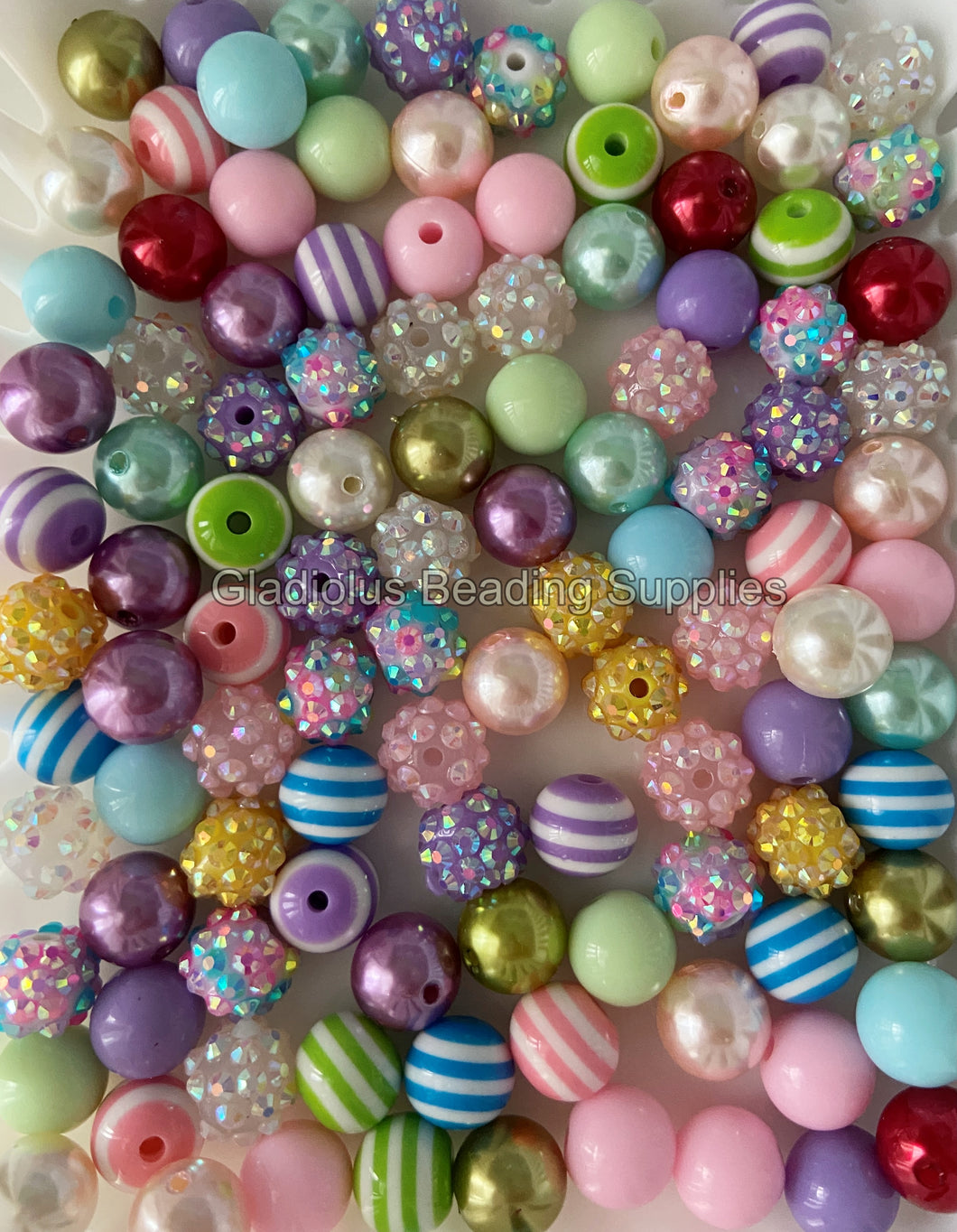 100qty 12mm Mixed Beads - Acrylic Solid Beads - Bubblegum Beads - Chunky Beads