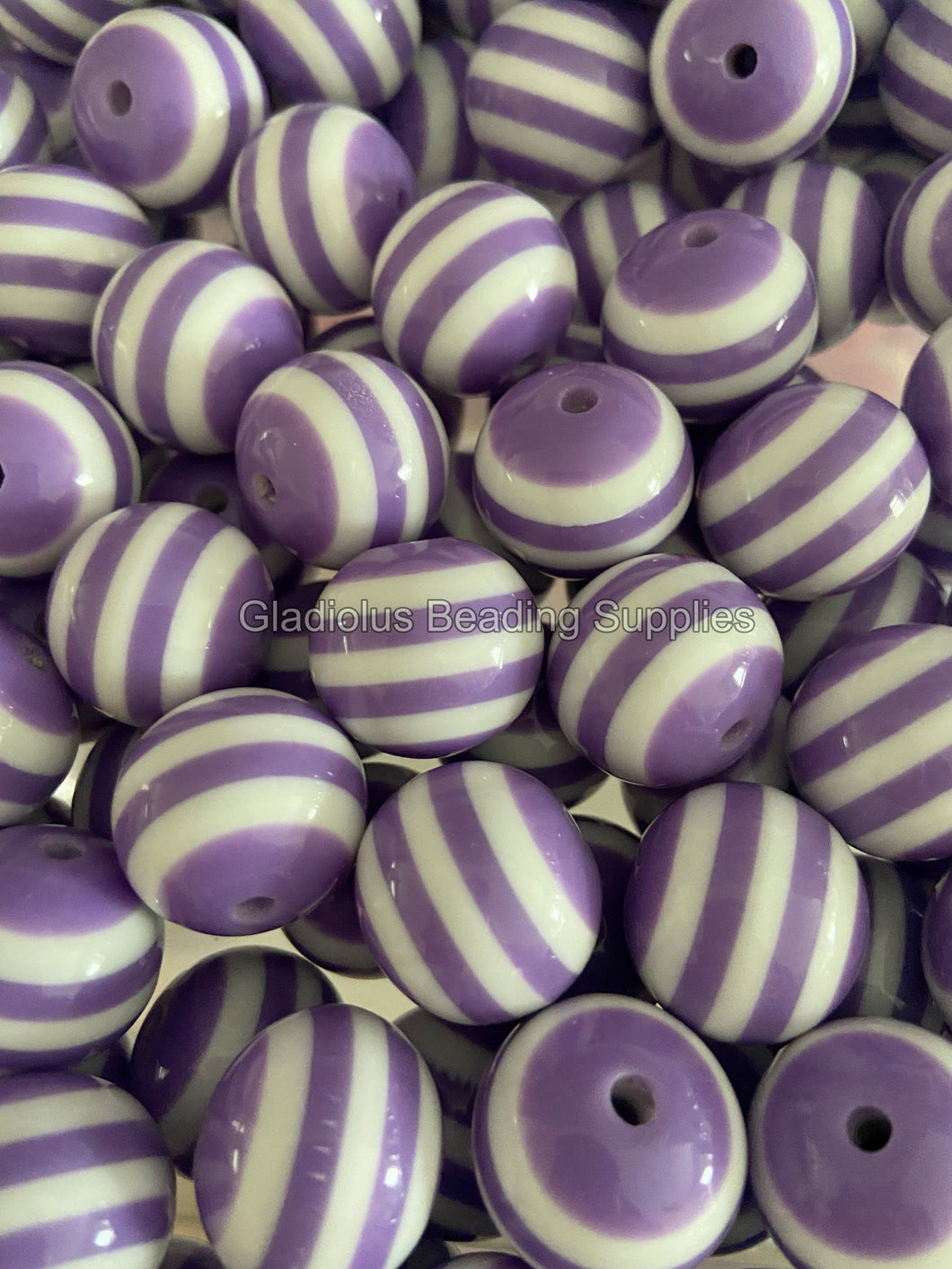 20mm Purple Striped Acrylic Beads - Chucky Bubblegum Beads - Acrylic Gumball Beads