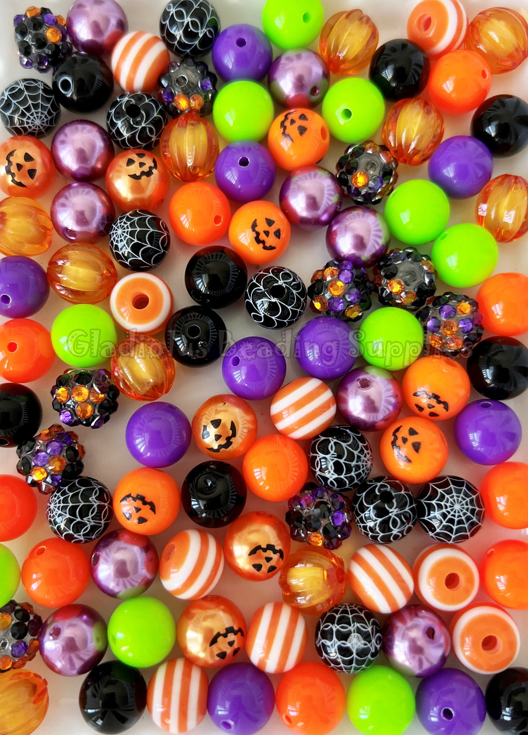 100qty 12mm Set #6 Halloween Mixed Beads - Acrylic Solid Beads - Bubblegum Beads - Chunky Beads #1229