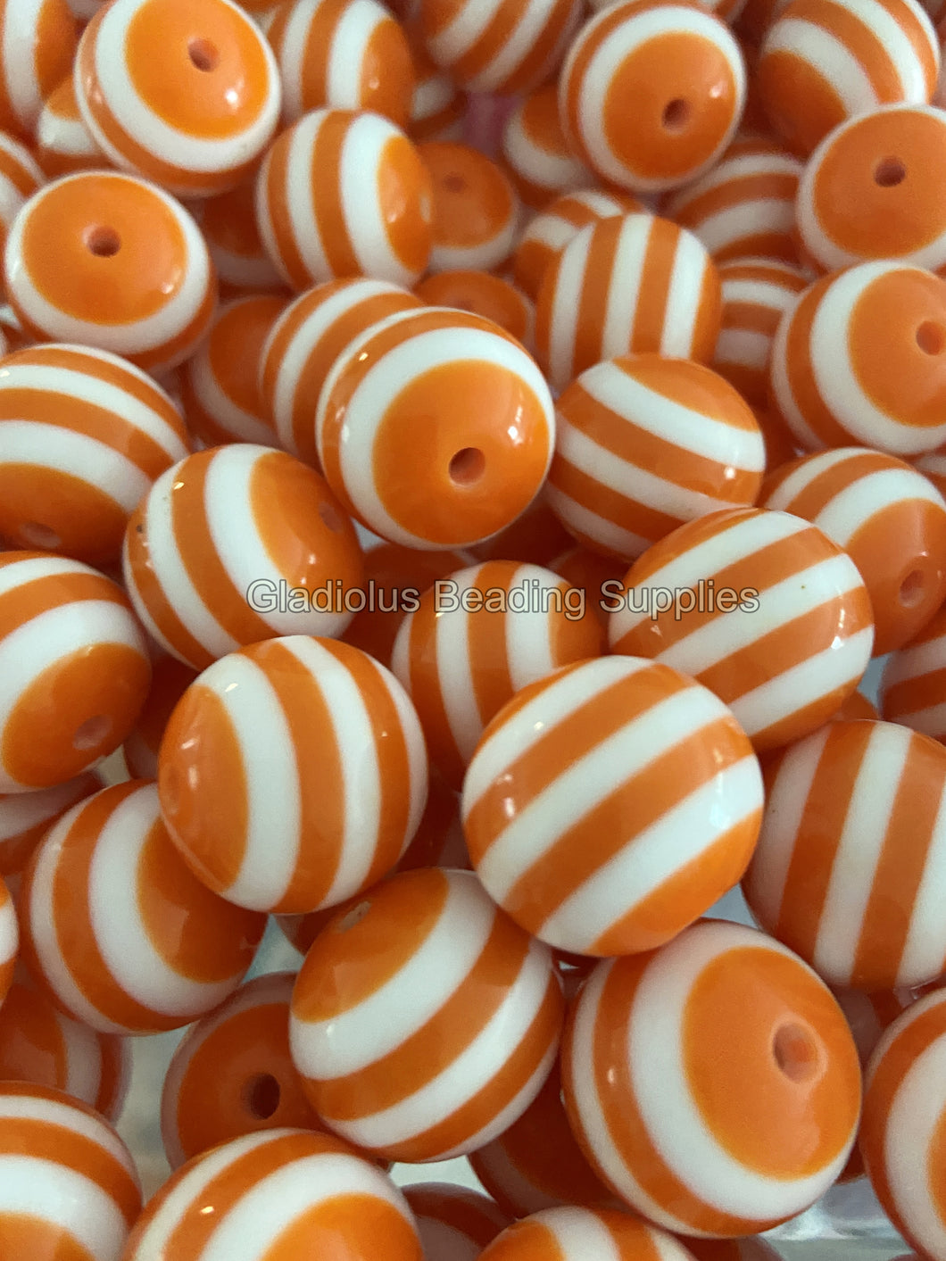 20mm Orange Striped Acrylic Beads - Chucky Bubblegum Beads - Acrylic Gumball Beads