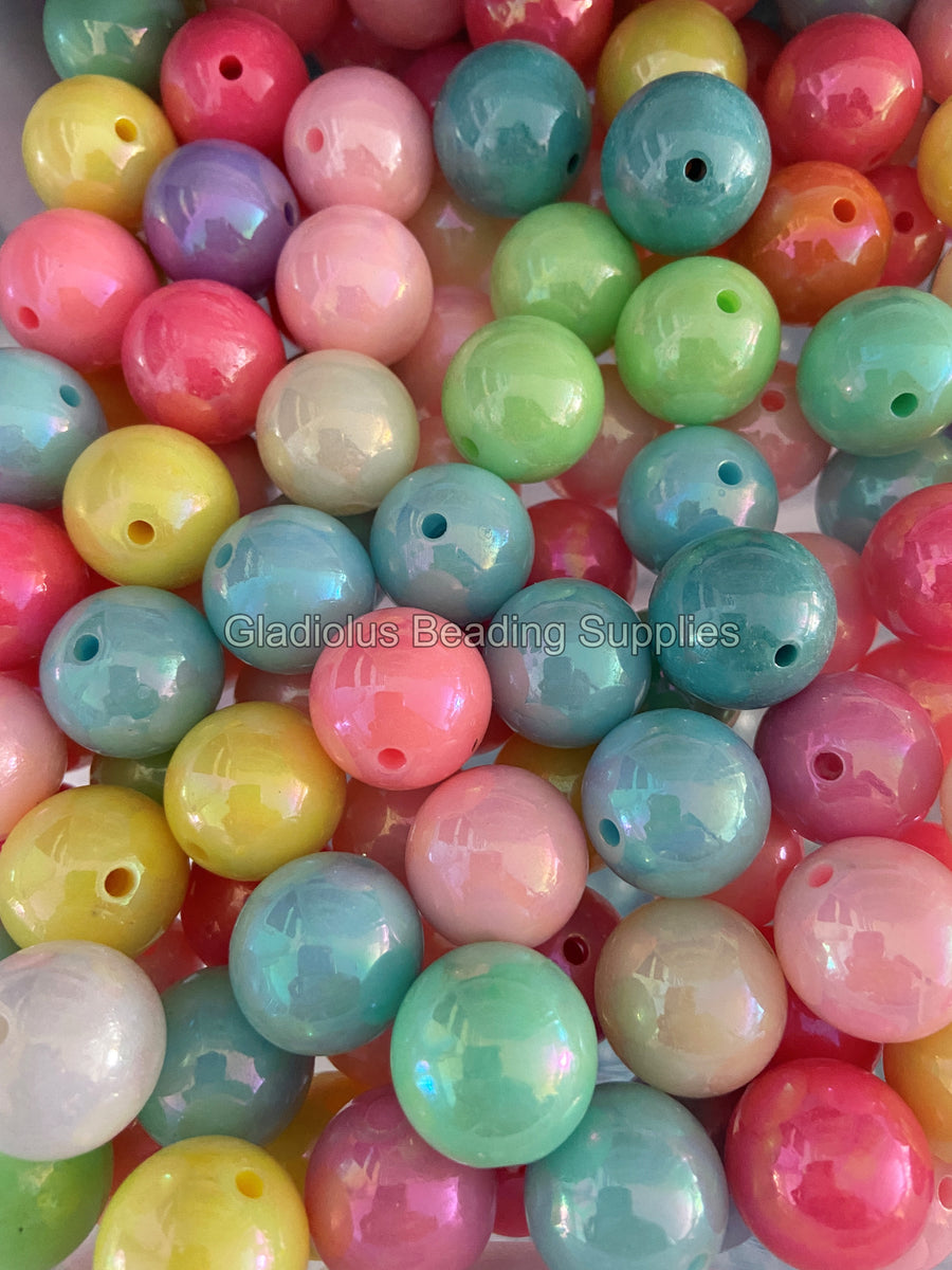 20mm AB Solid Color Mixed Beads - Acrylic Solid Beads - Chunky Bead ...