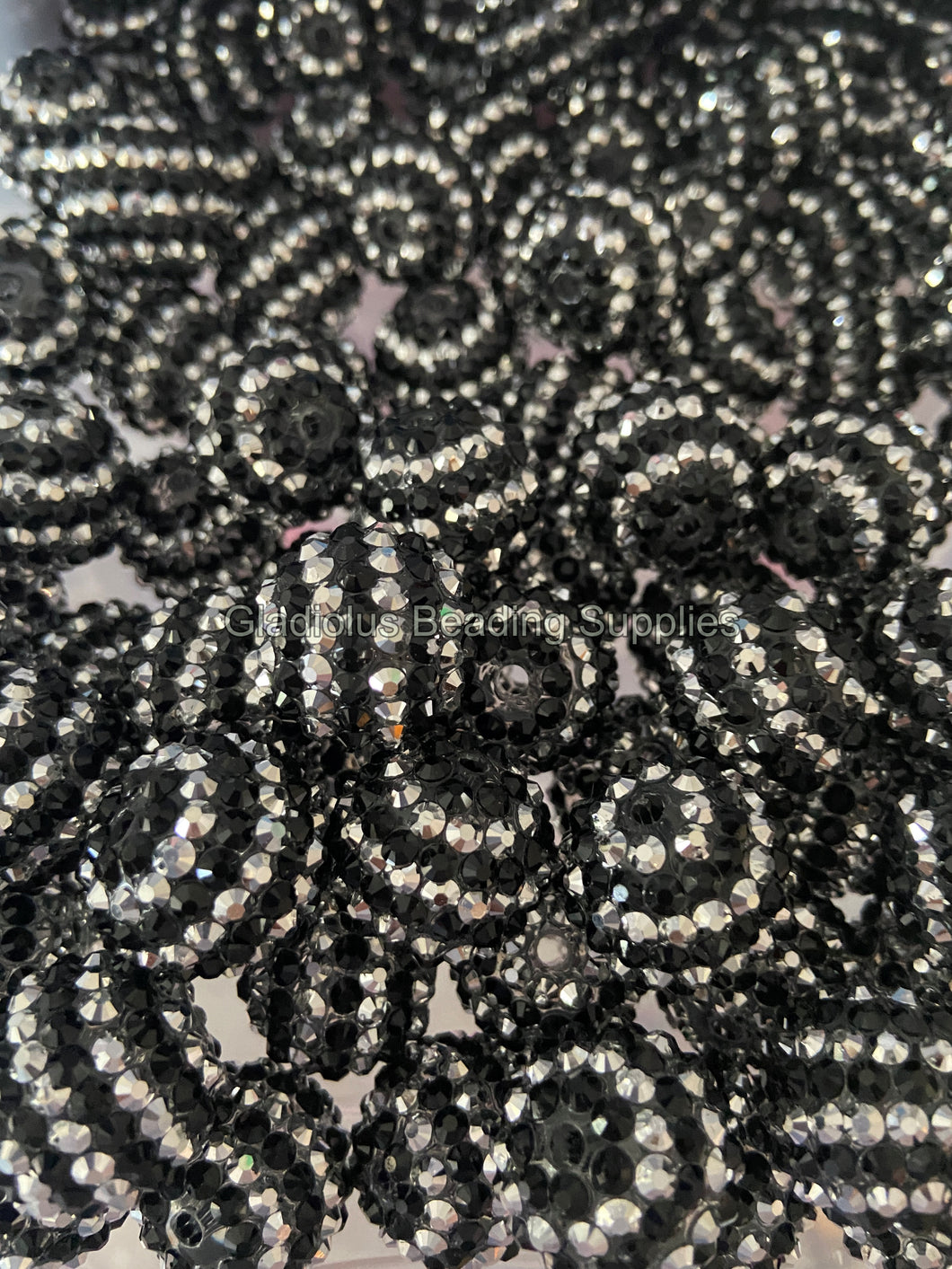 20mm Black Strip Rhinestone Beads - Acrylic  Beads - Bubblegum Beads - Chunky Beads