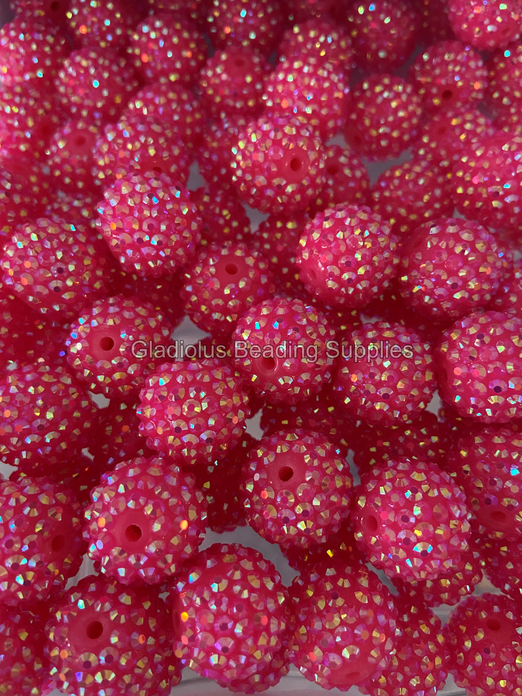 20mm Hot Pink Rhinestone Beads - Acrylic  Beads - Bubblegum Beads - Chunky Beads