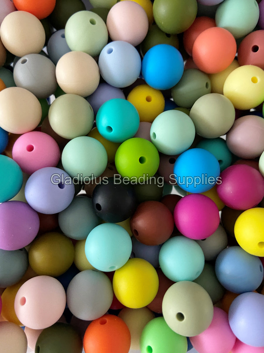 Mixed Solid Color Beads, 12mm/15mm Round Silicone Bead, Teething Beads ...