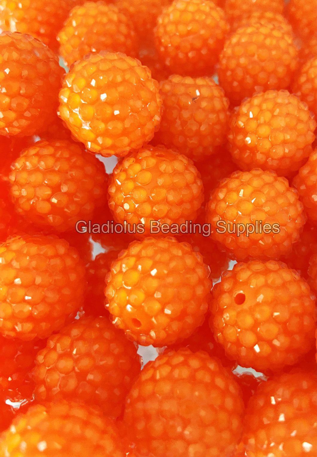 20mm Orange Neon Clear Rhinestone Beads - Acrylic Beads - Bubblegum Beads - Chunky Beads