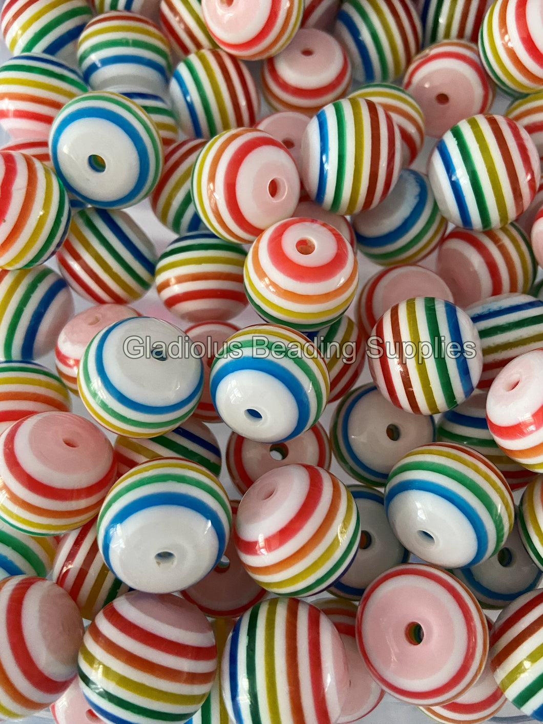 20mm Rainbow Striped Acrylic Beads - Chucky Bubblegum Beads - Acrylic Gumball Beads