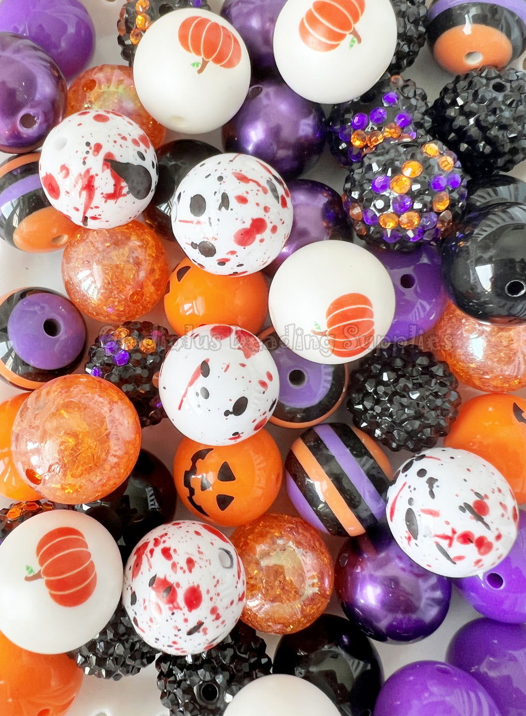 50 Qty 20mm Halloween Mixed Theme - Acrylic Mixed Beads - Chunky Beads #162