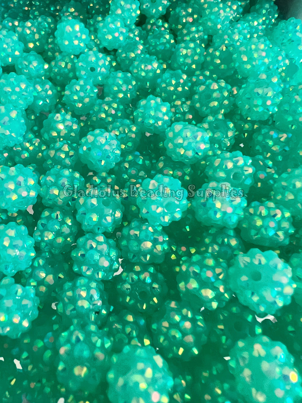 25 Qty 12mm Light Blue Rhinestone Acrylic Beads - Acrylic Rhinestone Beads - Bubblegum Beads