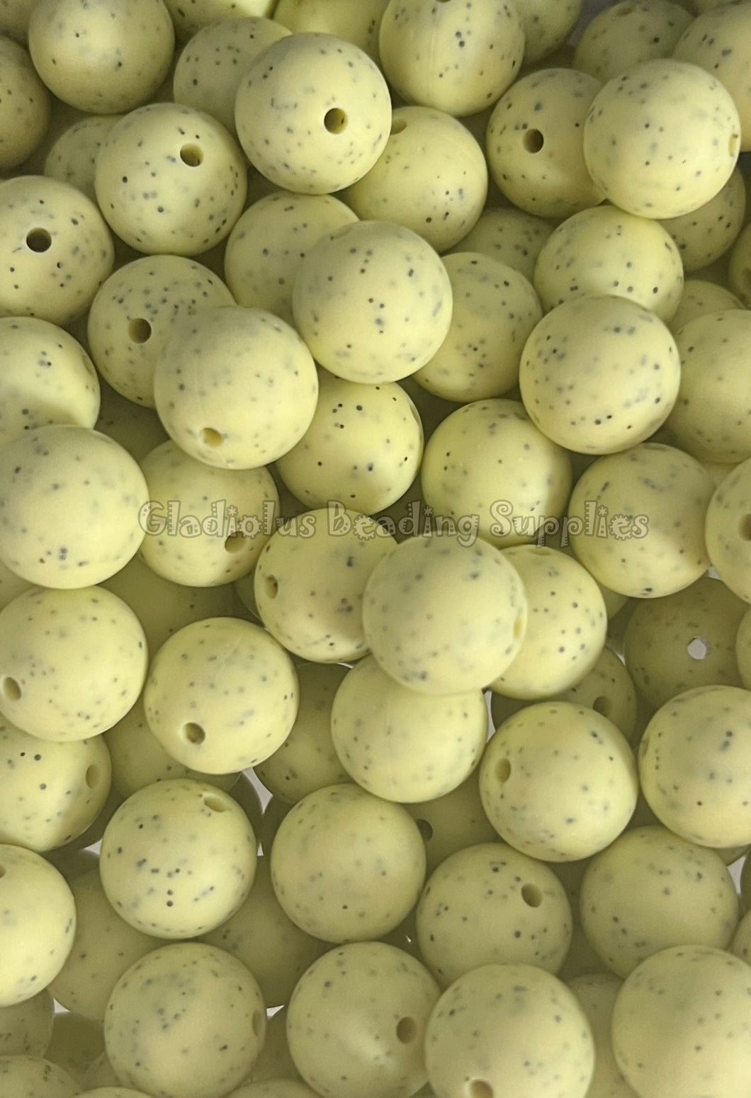 Yellow #1 Granite Beads 15mm Round Silicone Bead, Teething Beads, BPA Free, Loose Beads.