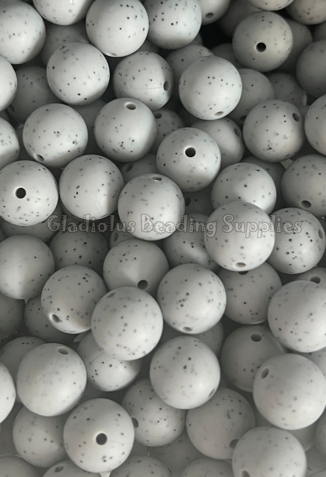 Grey #1 Granite Beads 15mm Round Silicone Bead, Teething Beads, BPA Free, Loose Beads.