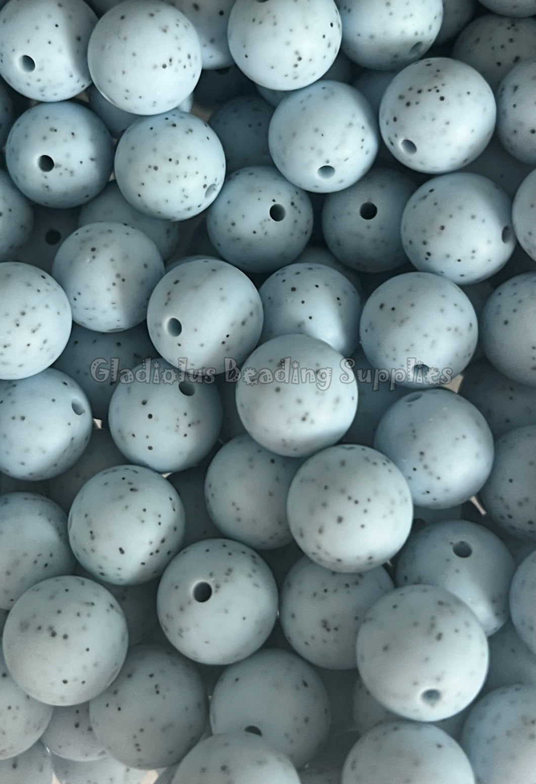 Blue #1 Granite Beads 15mm Round Silicone Bead, Teething Beads, BPA Free, Loose Beads.