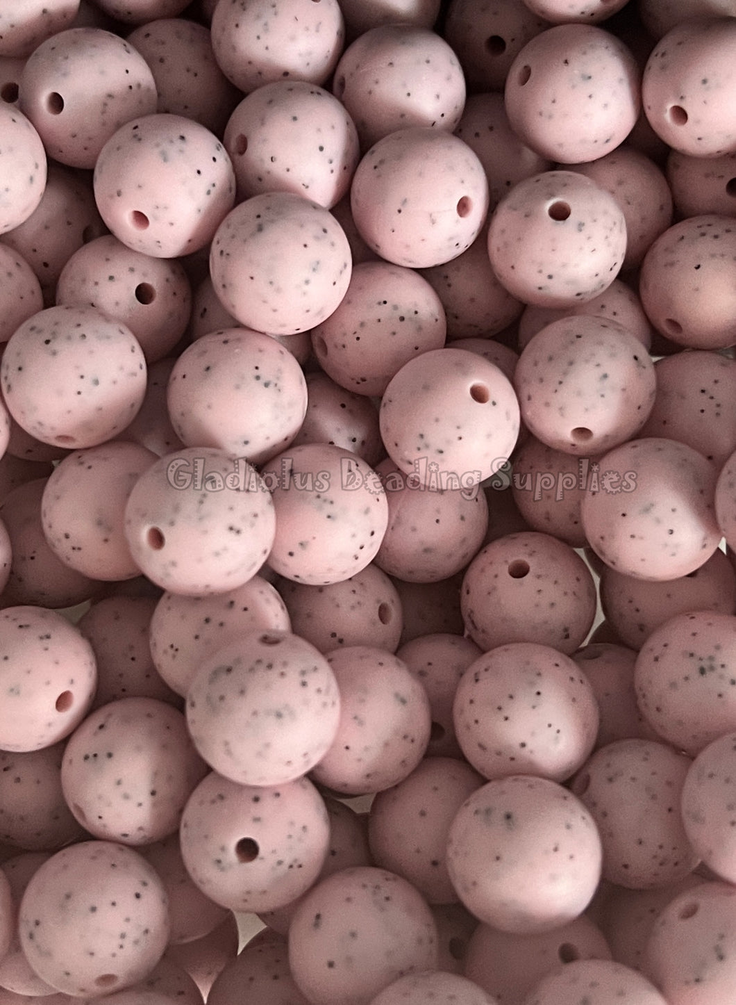 Pink #1 Granite Beads 15mm Round Silicone Bead, Teething Beads, BPA Free, Loose Beads.