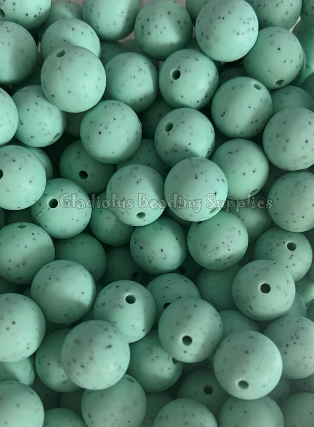 Mint #1 Granite Beads 15mm Round Silicone Bead, Teething Beads, BPA Free, Loose Beads.