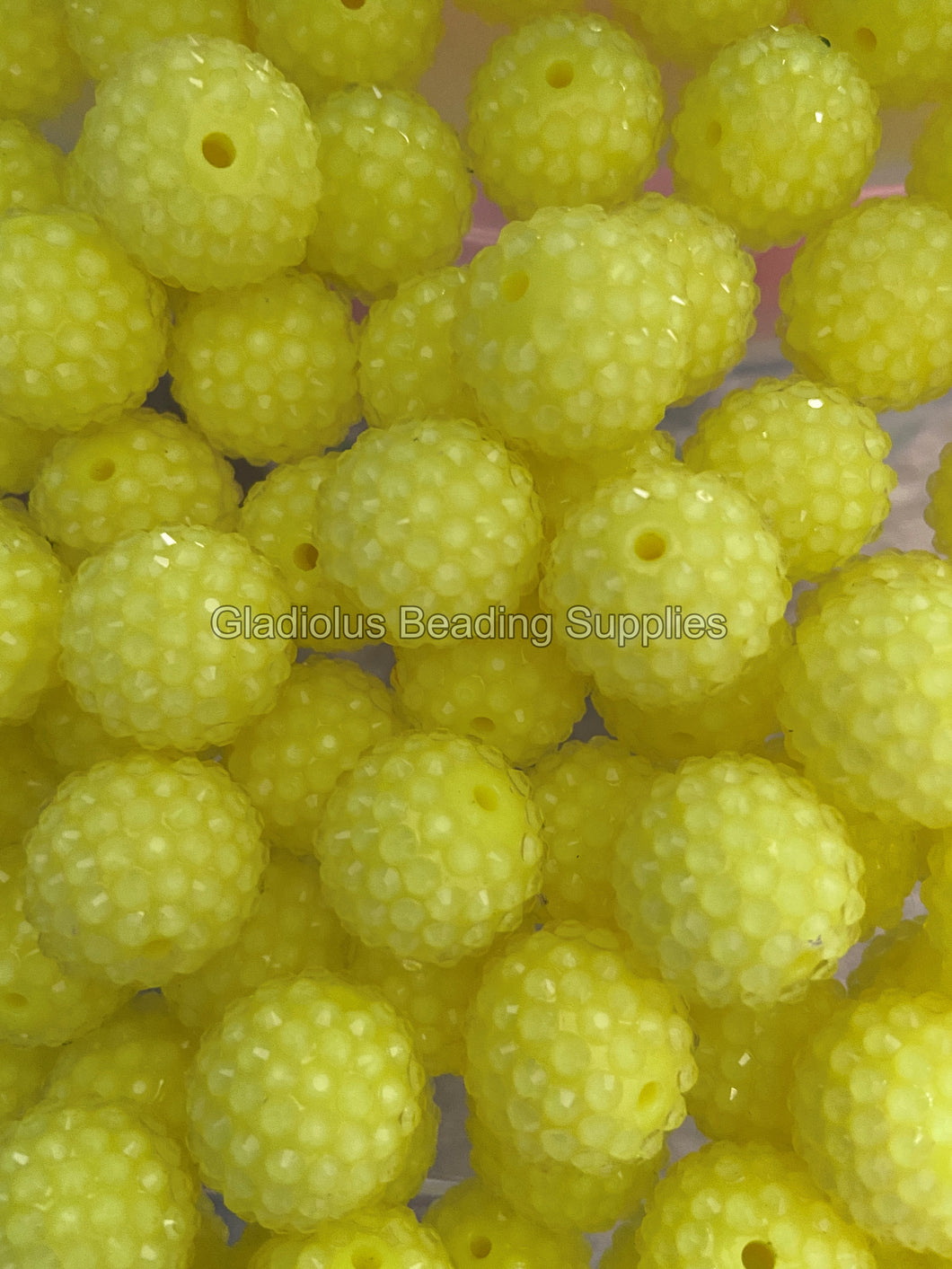 20mm Yellow Neon Clear Rhinestone Beads - Acrylic Beads - Bubblegum Beads - Chunky Beads